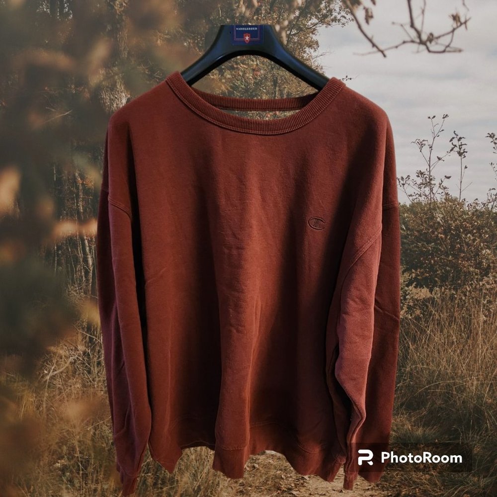 Men's Champion Crew Neck Sweatshirt Size 2XL Burgundy 53% Cotton 47% Polyester